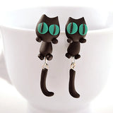 3D Cat Stud Earrings Cartoon Polymer Clay Animal Ear Studs for Women