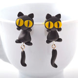 3D Cat Stud Earrings Cartoon Polymer Clay Animal Ear Studs for Women