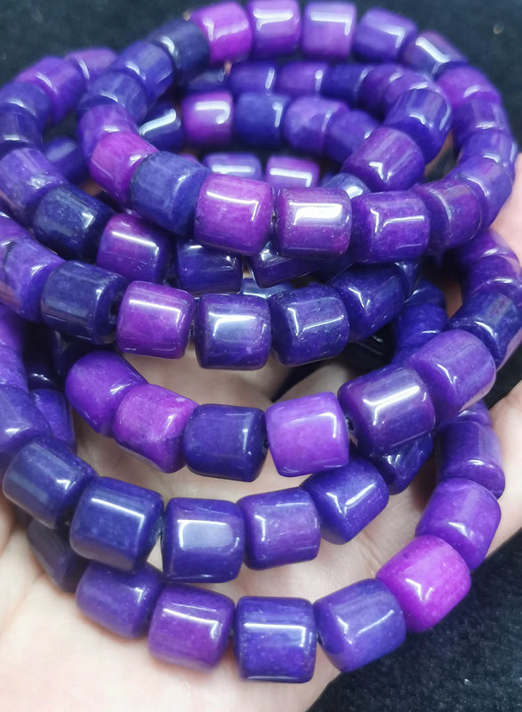 Violet Purple Cherry Red Jade Stretch Bracelet 7.5inch