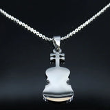 Violin Stainless Steel Necklace Music Enamel Chain Jewelry
