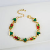 Virgin Mary Heart Bracelet Women Tennis CZ Crystal Green Pink Charm Jewelry