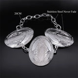 Virgin Mary Pendant Bracelets Stainless Steel Catholic Our Lady Medals Charm