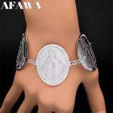 Virgin Mary Pendant Bracelets Stainless Steel Catholic Our Lady Medals Charm