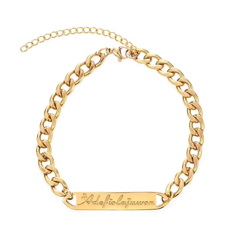VishowCo Stainless Steel Name Bracelet Personalized Adjustable