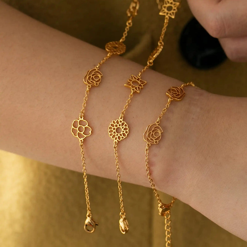 VishowCo Birth Flower Name Bracelets Personalized Women Silver