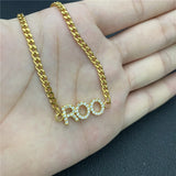 VishowCo Crystal Pendant Name Bracelet Stainless Steel Zircon Letter Pendant