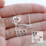 VishowCo Kids Drawing Necklace Personalized Child Artwork Chain Jewelry