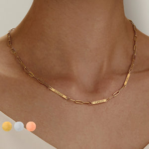 VishowCo Engraved Necklace Paperclip Chain Women's Personalized Jewelry