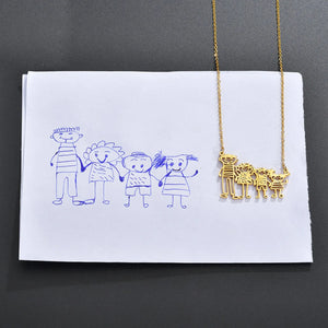 VishowCo Children's Hand Drawing Pendant Engraved Necklace