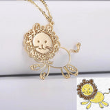 VishowCo Children's Hand Drawing Pendant Engraved Necklace