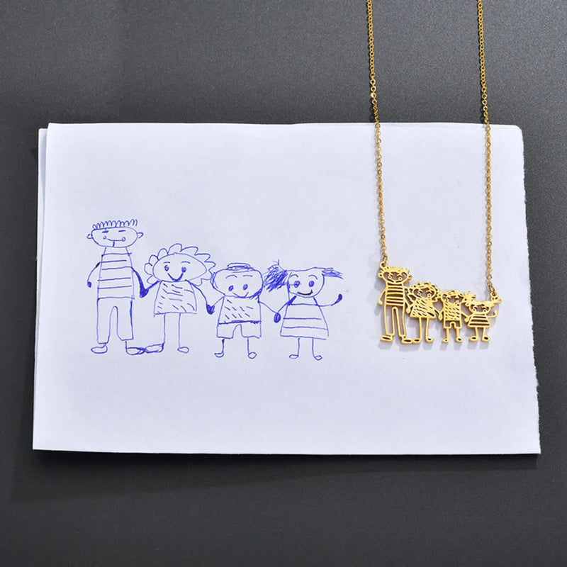VishowCo Children's Hand Drawing Pendant Engraved Necklace