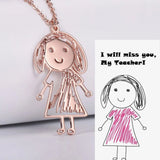 VishowCo Children's Hand Drawing Pendant Engraved Necklace