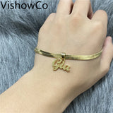 VishowCo Name Anklet Stainless Steel Chain Foot Beach Jewelry Gift