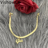VishowCo Name Anklet Stainless Steel Chain Foot Beach Jewelry Gift