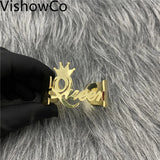 VishowCo Name Bangle Stainless Steel Adjustable Bracelet Jewelry