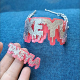 VishowCo Name Bracelet Bangle Set Personalized