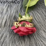 VishowCo Name Bracelet Personalized Stainless Steel Nameplate Bracelets
