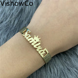 VishowCo Name Bracelet Personalized Stainless Steel Nameplate Bracelets