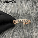 VishowCo Name Bracelet Stainless Steel Old English Font Nameplate Bangle