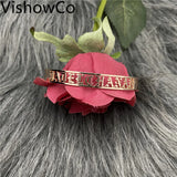 VishowCo Name Bracelet Stainless Steel Old English Font Nameplate Bangle
