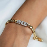 VishowCo Name Bracelet 8mm Cuban Chain Personalized Diamond Name Bracelet