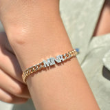 VishowCo Name Bracelet 8mm Cuban Chain Personalized Diamond Name Bracelet