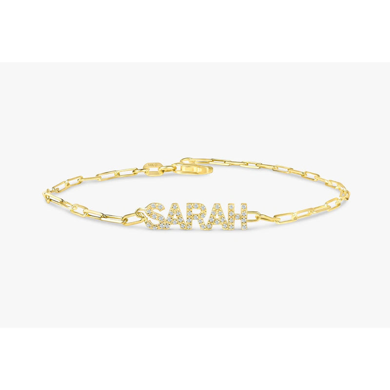 Personalized Name Bracelet Stainless Steel Chain 9mm Zircon Women