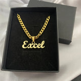 VishowCo Name Necklace Stainless Steel Personalized Nameplate Pendant