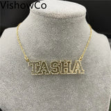 VishowCo Personalized Stainless Steel Name Necklace Choker for Women