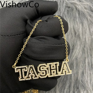 VishowCo Personalized Stainless Steel Name Necklace Choker for Women