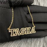 VishowCo Personalized Stainless Steel Name Necklace Choker for Women