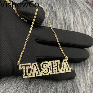 VishowCo Personalized Stainless Steel Name Necklace Choker for Women
