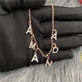 VishowCo Name Necklace Personalized Stainless Steel Choker Name Zircon Pendant