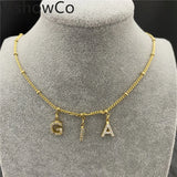 VishowCo Name Necklace Personalized Stainless Steel Choker Name Zircon Pendant