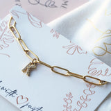 VishowCo Name Necklace with Zircon Letters on Paperclip Chain