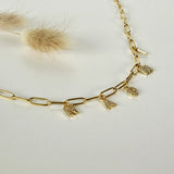 VishowCo Name Necklace with Zircon Letters on Paperclip Chain