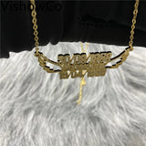 VishowCo Name Necklaces Pendants Stainless Steel Nameplate Necklace