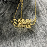 VishowCo Name Necklaces Pendants Stainless Steel Nameplate Necklace