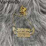 VishowCo Name Necklaces Pendants Stainless Steel Nameplate Necklace