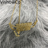 VishowCo Name Necklaces Pendants Stainless Steel Nameplate Necklace