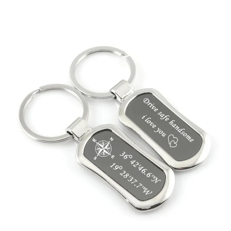 Engraved Fingerprint Rectangle Keychain Memorial Keychain