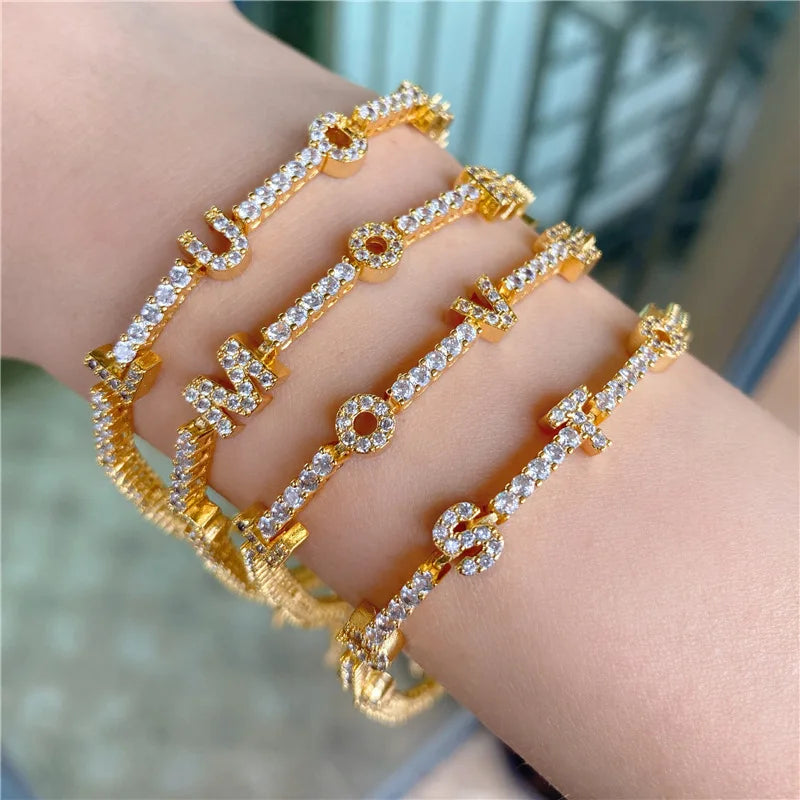 VishowCo Personalized Stainless Steel Name Choker with Zircon Letter Jewelry
