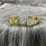 VishowCo Nameplate Cuff Bracelet Personalized Stainless Steel Jewelry