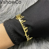 VishowCo Nameplate Cuff Bracelet Personalized Stainless Steel Jewelry