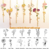 Birth Flower Necklace Custom Nameplate Choker Gift For Mom