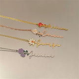 Birth Flower Necklace Custom Nameplate Choker Gift For Mom