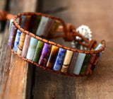 Visrover Boho Stone Bracelet Leather Gemstone Wrap