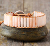 Visrover Boho Stone Bracelet Leather Gemstone Wrap