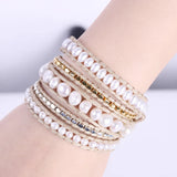 Visrover Natural Bead Freshwater Pearl Bracelet Boho Wrap Jewelry