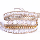 Visrover Natural Bead Freshwater Pearl Bracelet Boho Wrap Jewelry